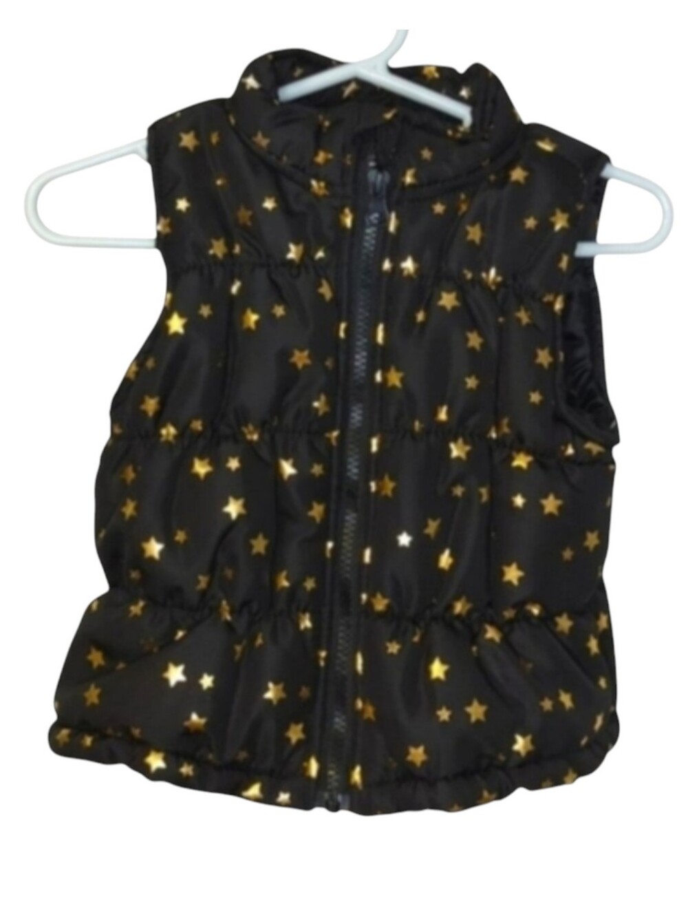 Healthtex Black with Shiny Gold Star Puffer Vest Girls Size 2T